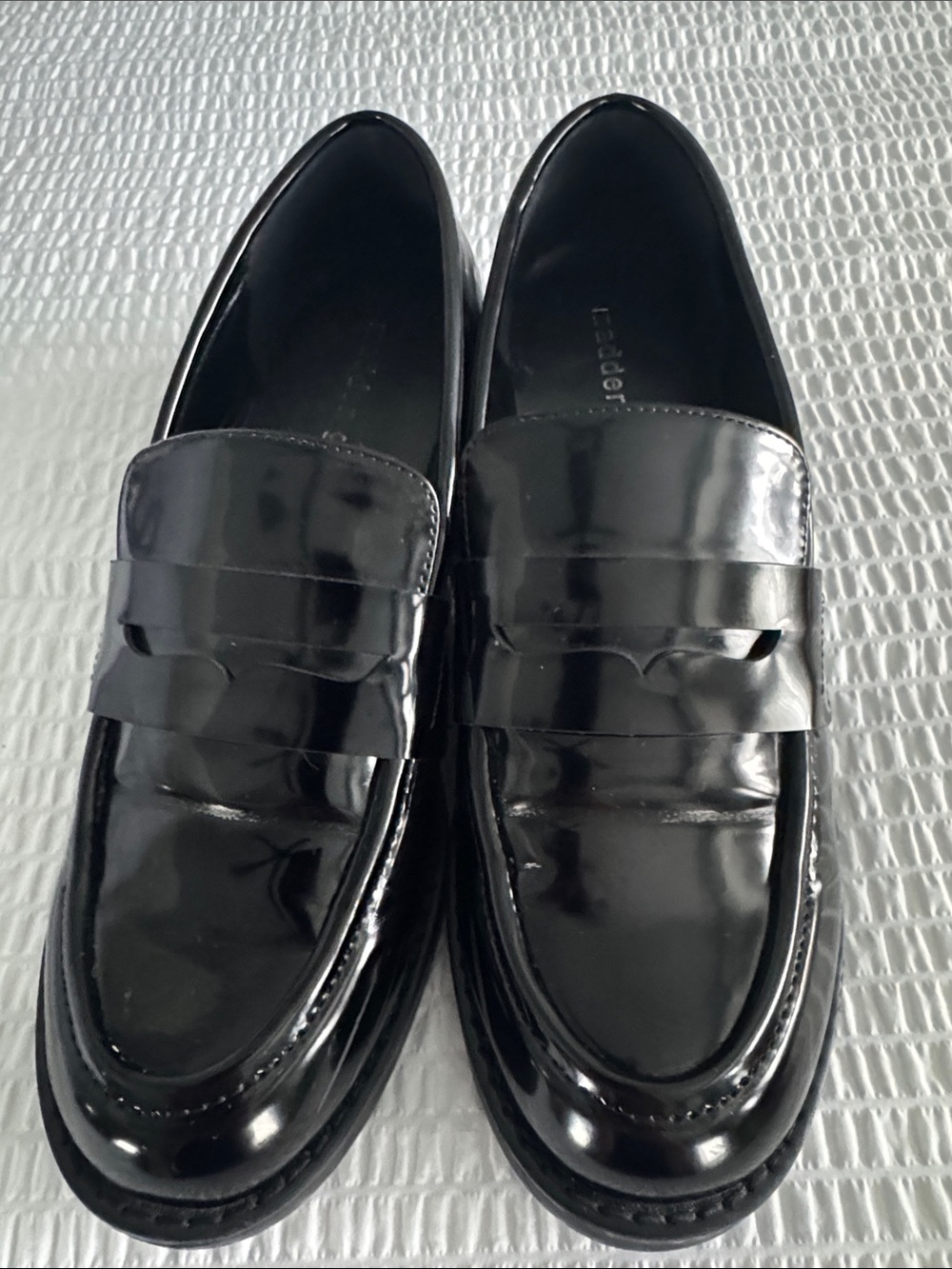 Madden Girl Black Patent Slip-On Penny Loafers - Picture 1 of 7